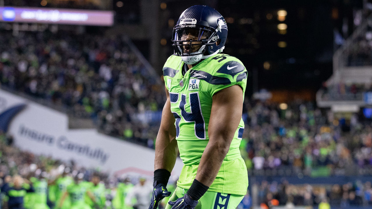SEATTLE, WA - DECEMBER 10: Seattle Seahawks linebacker Bobby Wagner (54) reacts after a defensive fourth down stop on the goal line in the second half during a game between the Minnesota Vikings and the Seattle Seahawks on Monday, December 10, 2018 at CenturyLink Field in Seattle, WA.