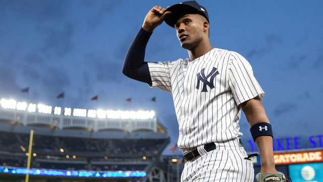 NEW YORK, NY - SEPTEMBER 19: Miguel Andujar #41 of the New York Yankees looks on during a game against the Boston Red Sox at Yankee Stadium on Wednesday, September 19, 2018 in the Bronx borough of New York City.