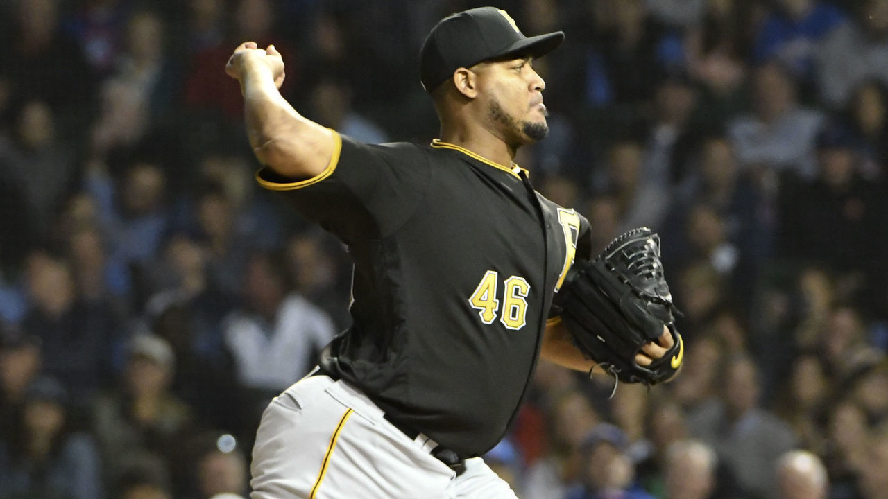 CHICAGO, IL - SEPTEMBER 26: Ivan Nova #46 of the Pittsburgh Pirates pitches against the Chicago Cubs during the first inning on September 26, 2018 at Wrigley Field in Chicago, Illinois.