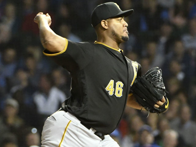 CHICAGO, IL - SEPTEMBER 26: Ivan Nova #46 of the Pittsburgh Pirates pitches against the Chicago Cubs during the first inning on September 26, 2018 at Wrigley Field in Chicago, Illinois.