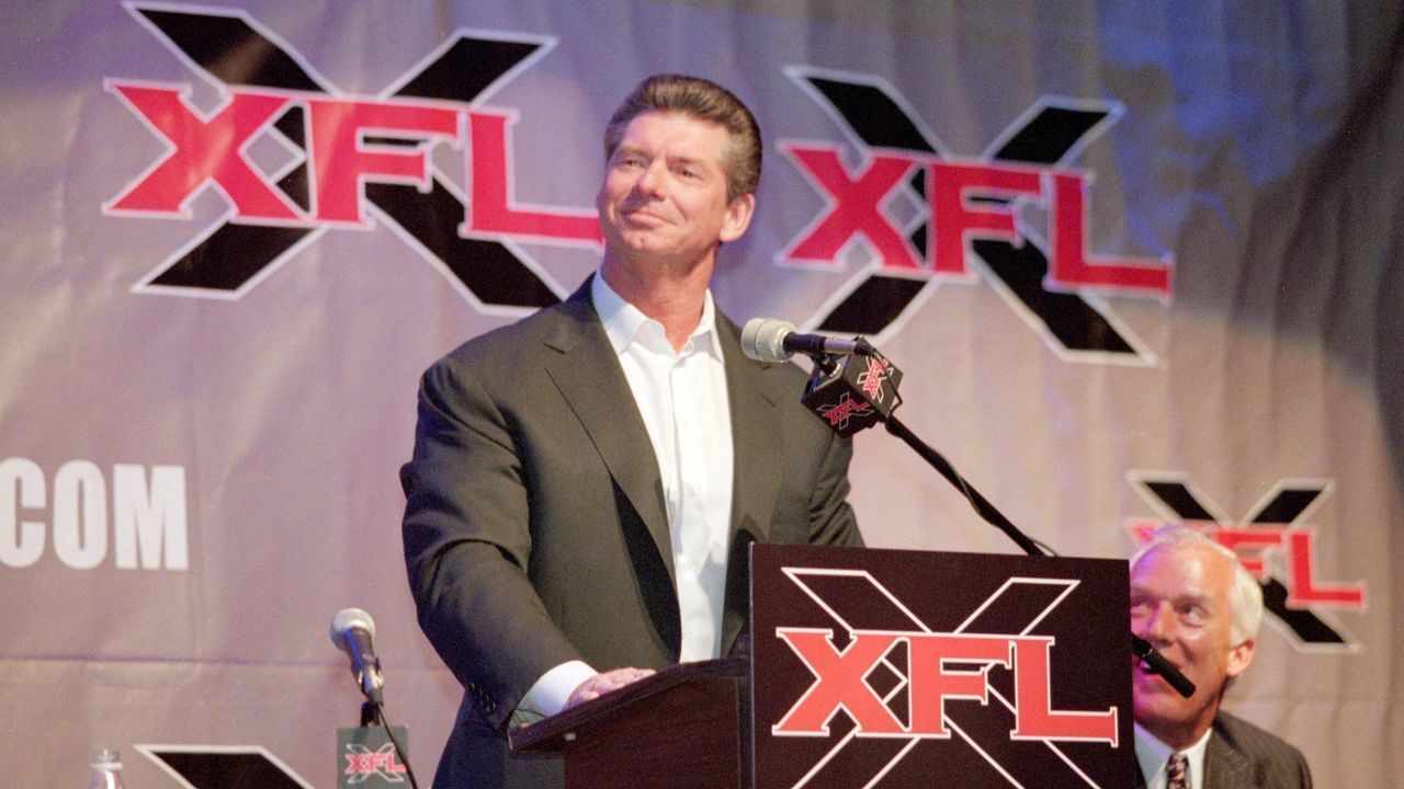 12 Jul 2000: Vince McMahon talks during the XFL Press Conference at the House of Blues in Los Angeles, California.Mandatory Credit: Tom Hauck /Allsport