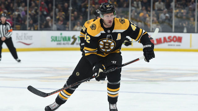 BOSTON, MA - DECEMBER 1: David Backes #42 of the Boston Bruins skates against the Detroit Red Wings at the TD Garden on December 1, 2018 in Boston, Massachusetts.