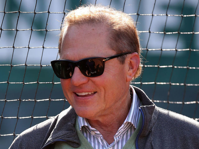 OAKLAND, CA - APRIL 29: Sports agent Scott Boras watches batting practice before the game between the Houston Astros and Oakland Athletics at the Oakland Coliseum on Friday, April 29, 2016 in Oakland, California.