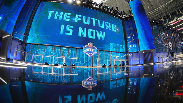 ARLINGTON, TX - APRIL 26: A General View of the 2018 NFL Draft Stage inside AT&T Statium prior to the 2018 NFL Draft on April 26, 2018 at AT&T Stadium in Arlington Texas.