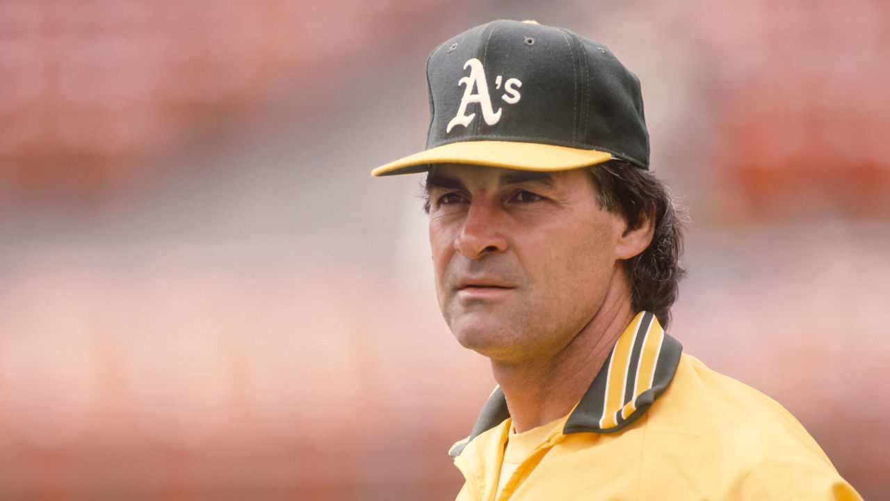OAKLAND, CA - MAY 1989: Tony La Russa, Manager of the Oakland A's, watches warmups before a Major League Baseball game played in May 1989 at the Oakland-Alameda County Coliseum in Oakland, California.
