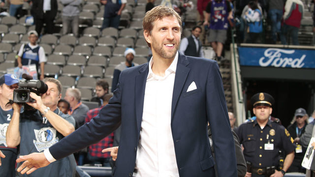 DALLAS, TX - DECEMBER 12: Dirk Nowitzki #41 of the Dallas Mavericks is photographed during the game against the Atlanta Hawks on December 12, 2018 at the American Airlines Center in Dallas, Texas. Mandatory Copyright Notice: Copyright 2018 NBAE
