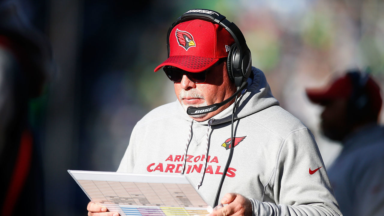 SEATTLE, WA - DECEMBER 31: Head Coach Bruce Arians of the Arizona Cardinals against the Seattle Seahawks at CenturyLink Field on December 31, 2017 in Seattle, Washington.