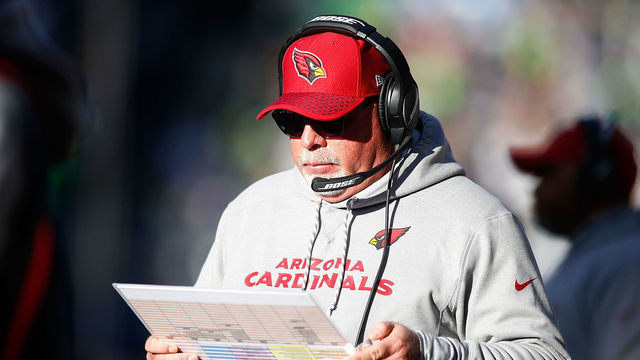 SEATTLE, WA - DECEMBER 31: Head Coach Bruce Arians of the Arizona Cardinals against the Seattle Seahawks at CenturyLink Field on December 31, 2017 in Seattle, Washington.