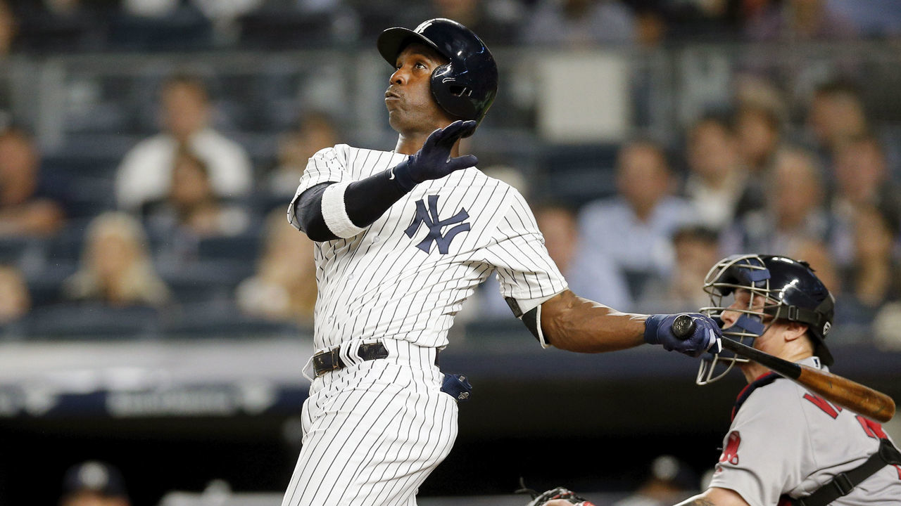 NEW YORK, NY - SEPTEMBER 18: Andrew McCutchen #26 of the New York Yankees in action in an MLB baseball game against the Boston Red Sox on September 18, 2018 at Yankee Stadium in the Bronx borough of New York City. Yankees won 3-2.
