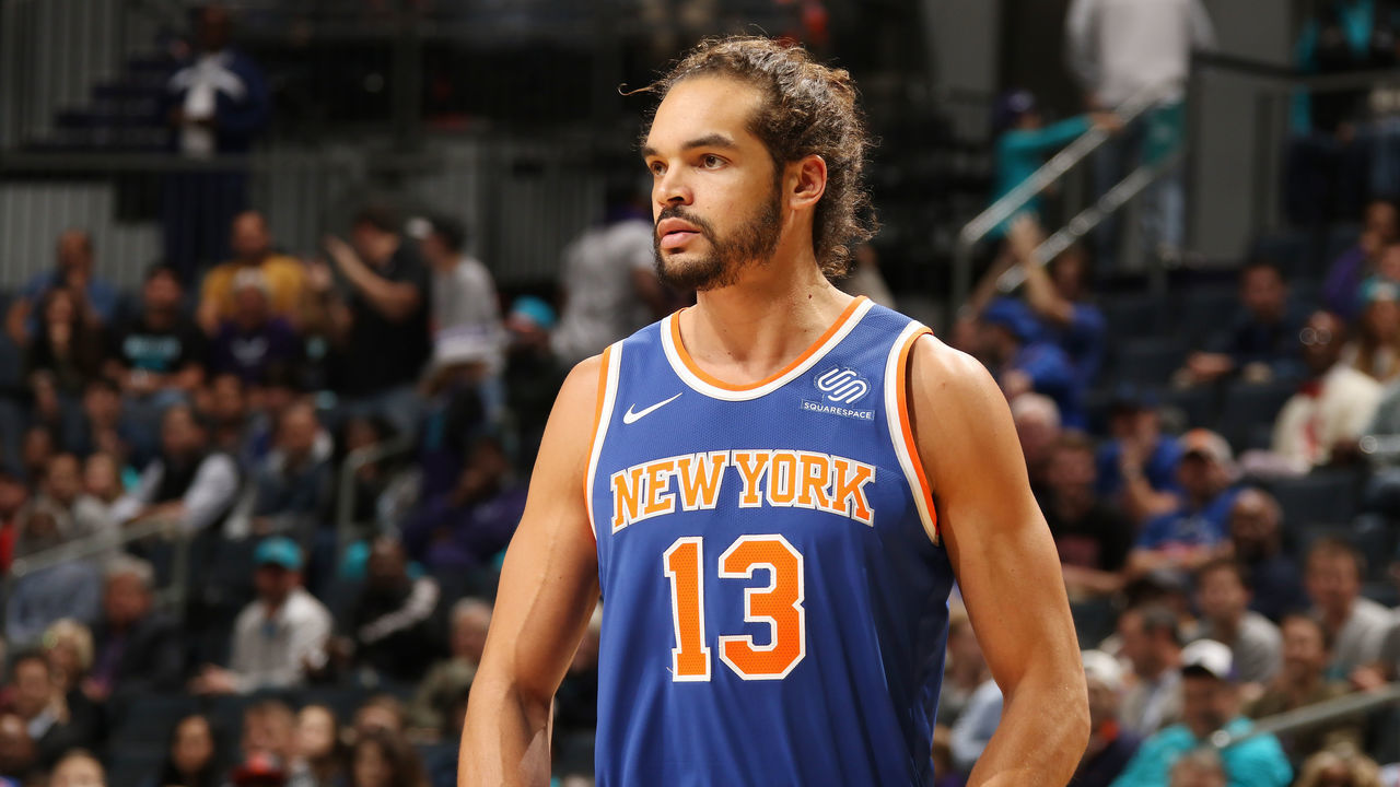 CHARLOTTE, NC - DECEMBER 18: Joakim Noah #13 of the New York Knicks looks on during the game against the Charlotte Hornets on December 18, 2017 at Spectrum Center in Charlotte, North Carolina. Mandatory Copyright Notice: Copyright 2017 NBAE