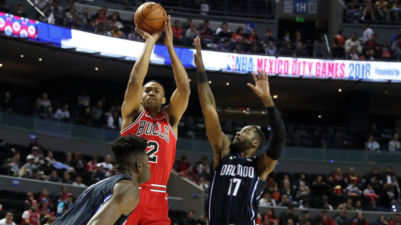 MEXICO CITY, MX - DECEMBER 13: Jabari Parker #2 of the Chicago Bulls shoots the ball against the Orlando Magic as part of the NBA Mexico Games 2018 on December 13, 2018 at Arena Ciudad de Mexico in Mexico City, Mexico. Mandatory Copyright Notice: Copyright 2018 NBAE