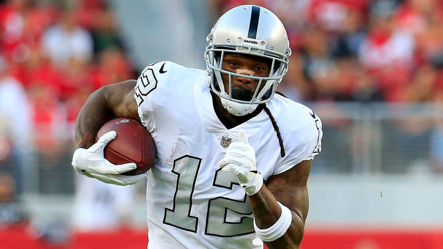 SANTA CLARA, CA - NOVEMBER 01: Martavis Bryant #12 of the Oakland Raiders runs after a catch against the San Francisco 49ers at Levi's Stadium on November 1, 2018 in Santa Clara, California.