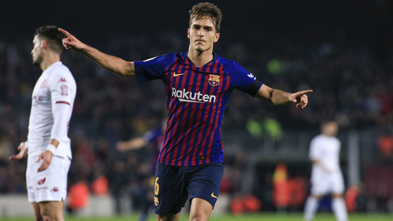 06 Denis Suarez of FC Barcelona celebrating his goal during the Spanish championship Copa del Rey fourth round and second leg football match between FC Barcelona and Cultural Leonesa on December 05, 2018 at Camp Nou stadium in Barcelona, Spain.