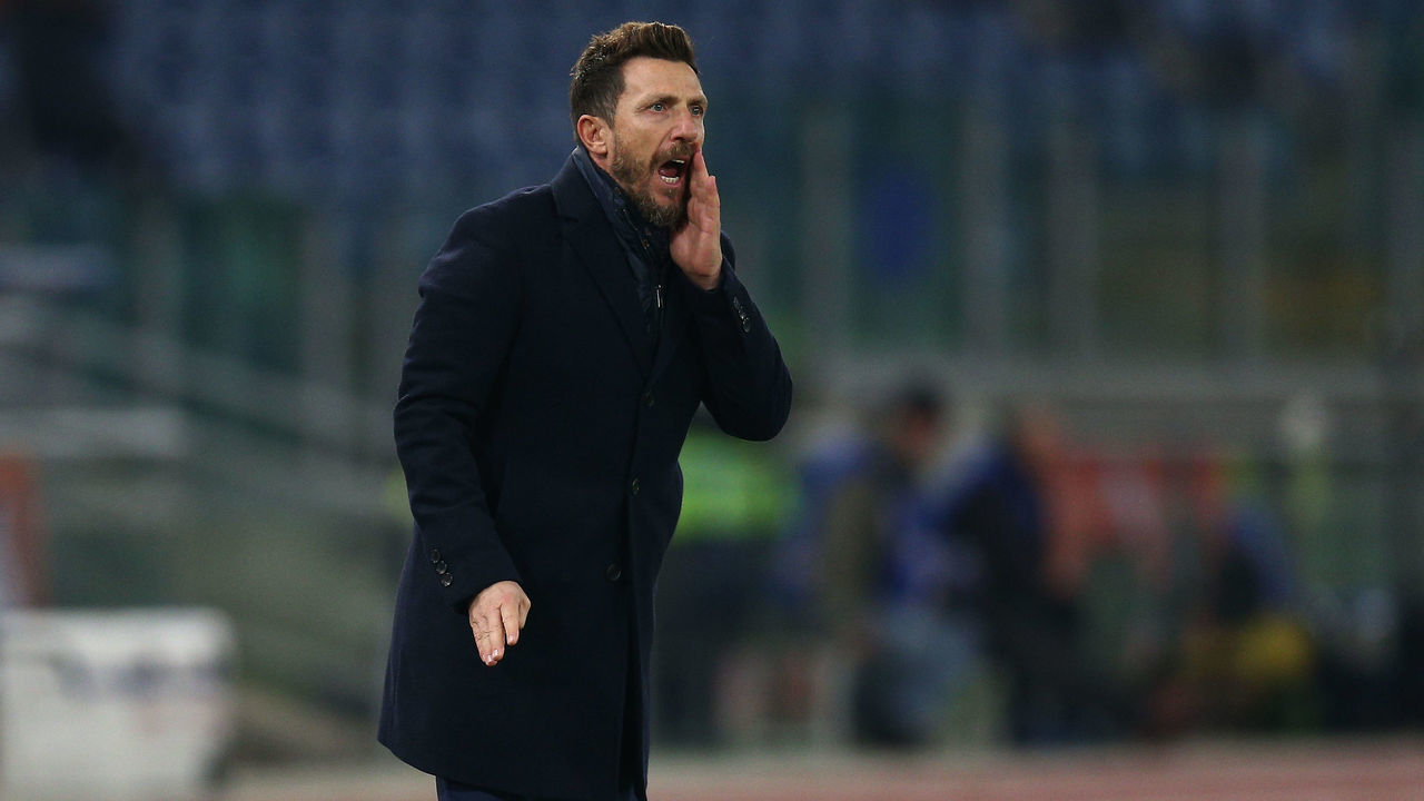 Eusebio Di Francesco head coach of AS Roma during the Italian Serie A 2018/2019 match between AS Roma and FC Inter at Stadio Olimpico on Dicember 2, 2018 in Rome, Italy.