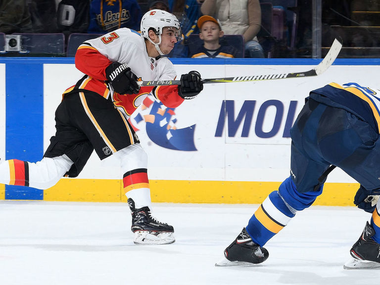 Gaudreau, Quine Score Twice In Flames' Rout Of Blues | TheScore.com