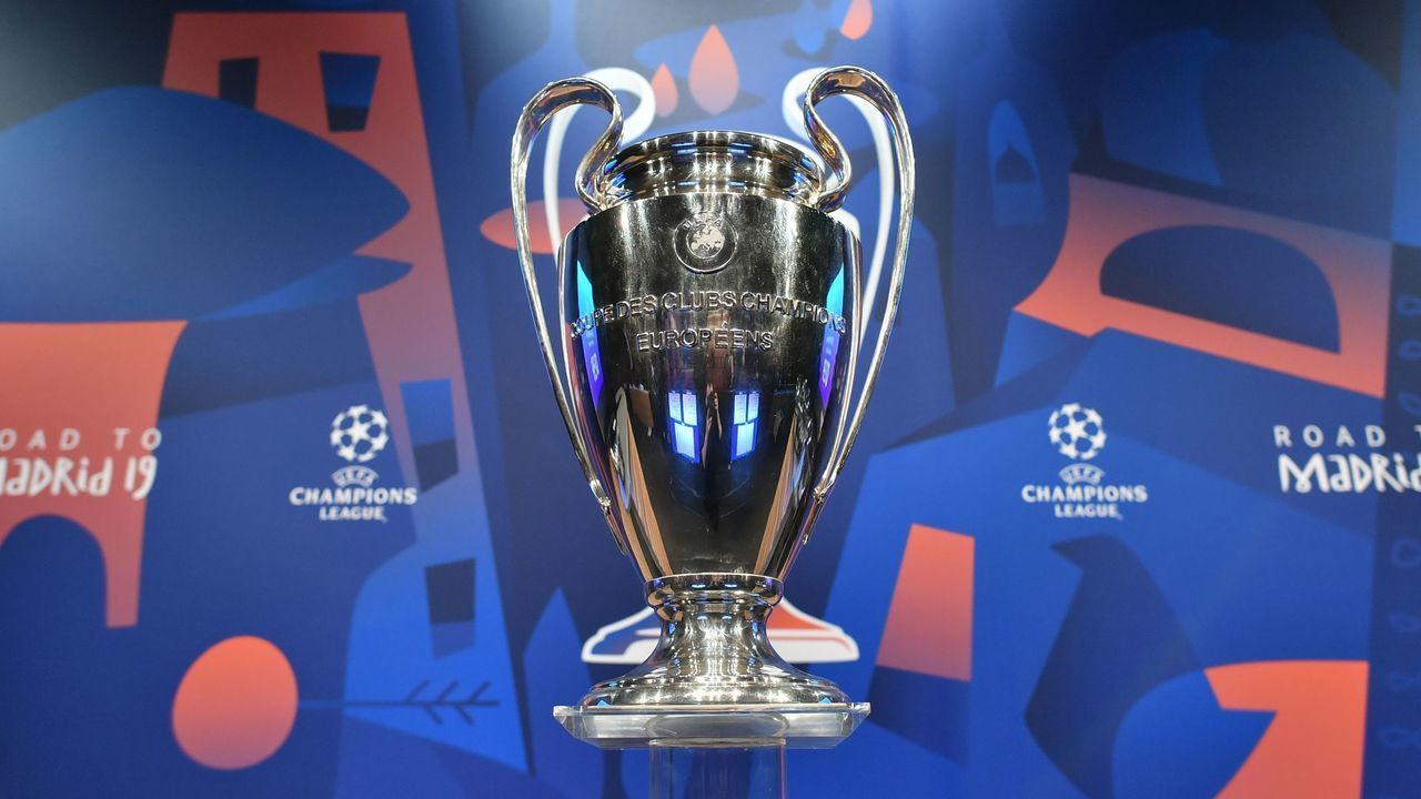 The UEFA Champions League football cup is displayed prior to the draw for the round of 16 of the UEFA Champions League football tournament at the UEFA headquarters in Nyon on December 17, 2018.