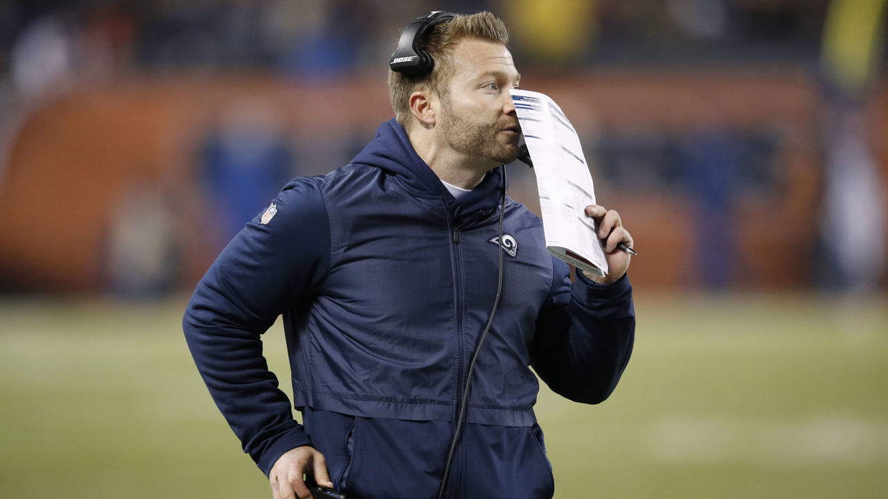 CHICAGO, IL - DECEMBER 09: Head coach Sean McVay of the Los Angeles Rams looks on during the game against the Chicago Bears at Soldier Field on December 9, 2018 in Chicago, Illinois. The Bears won 15-6.