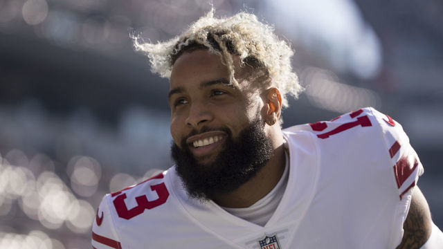 PHILADELPHIA, PA - NOVEMBER 25: Odell Beckham #13 of the New York Giants looks on prior to the game against the Philadelphia Eagles at Lincoln Financial Field on November 25, 2018 in Philadelphia, Pennsylvania.