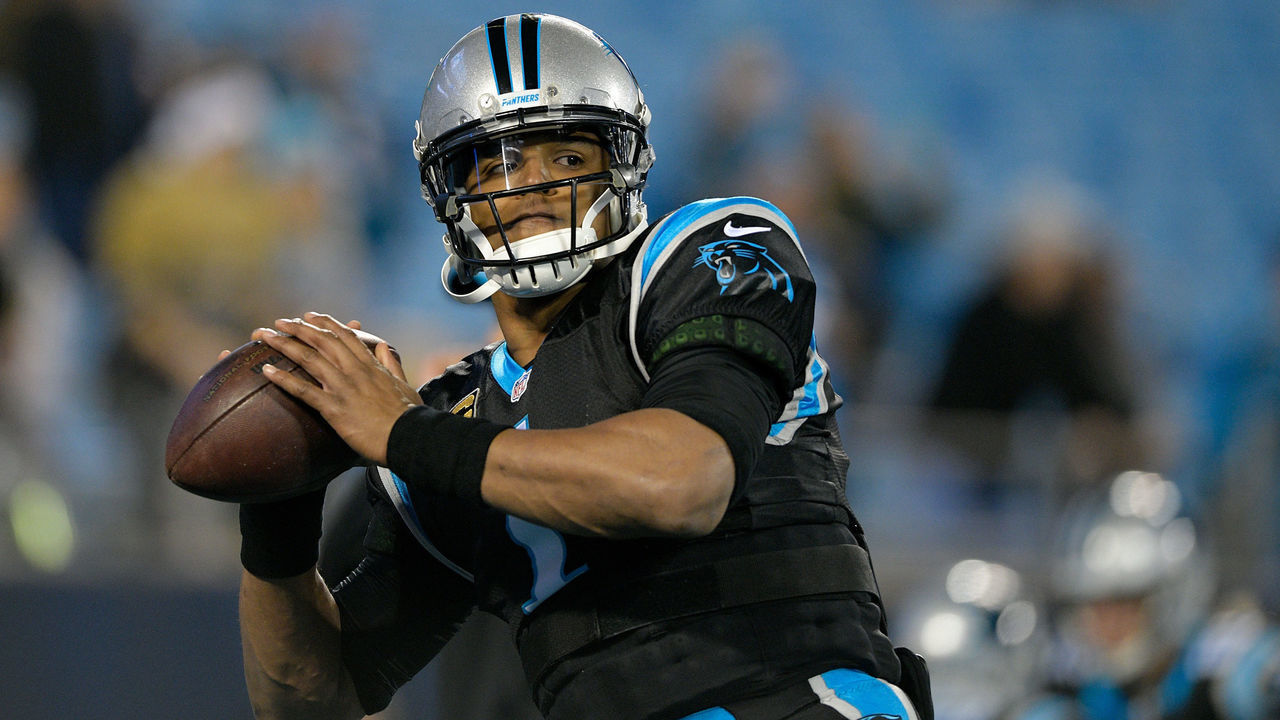 CHARLOTTE, NC - DECEMBER 17: Cam Newton #1 of the Carolina Panthers warms up before their game against the New Orleans Saints at Bank of America Stadium on December 17, 2018 in Charlotte, North Carolina.
