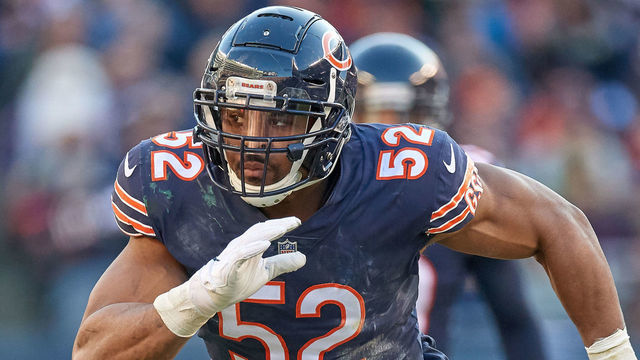CHICAGO, IL - DECEMBER 16: Chicago Bears outside linebacker Khalil Mack (52) runs in action during an NFL game between the Green Bay Packers and the Chicago Bears on December 16, 2018 at Soldier Field in Chicago, IL.
