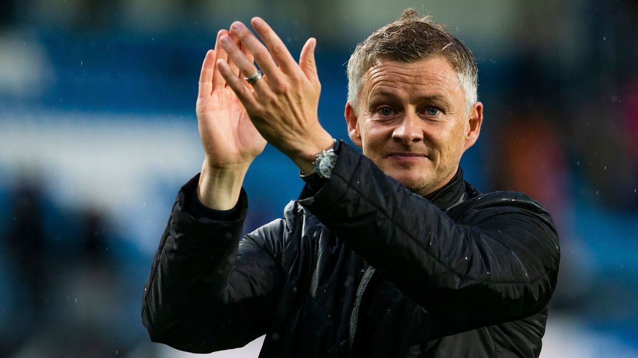 Molde FK´s headcoach Ole Gunnar Solskjaer celebrates after the UEFA Champions League third round, second leg qualifying football match between Molde FK and Hibernian at the Aker Stadium in Molde, Norway, on August 16, 2018.