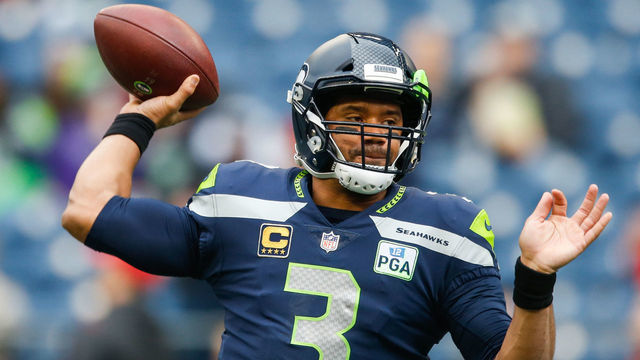 SEATTLE, WA - DECEMBER 02: Russell Wilson #3 of the Seattle Seahawks warms up before the game against the San Francisco 49ers at CenturyLink Field on December 2, 2018 in Seattle, Washington.