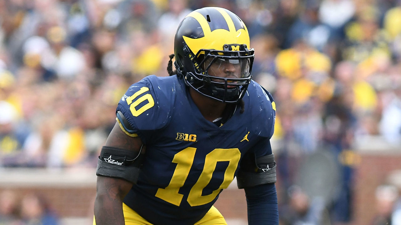 ANN ARBOR, MICHIGAN. - SEPTEMBER 08: Michigan's Devin Bush in action during the Wolverines' 49-3 win over Western Michigan University in a college football game, Saturday, September 8, 2018, at Michigan Stadium in Ann Arbor, MI.
