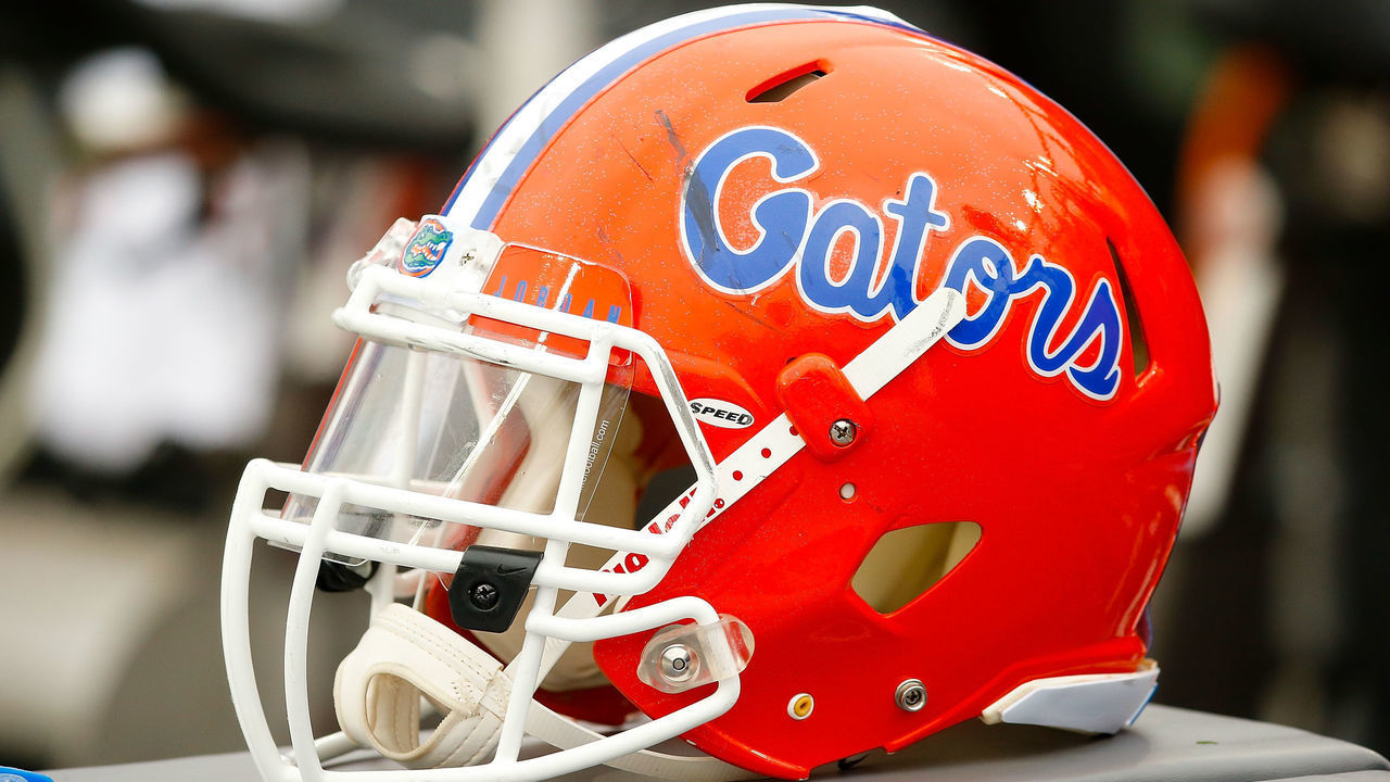 NASHVILLE, TN - OCTOBER 13: A helmet of the Florida Gators rests on the sideline during a game against the Vanderbilt Commodores at Vanderbilt Stadium on October 13, 2018 in Nashville, Tennessee.