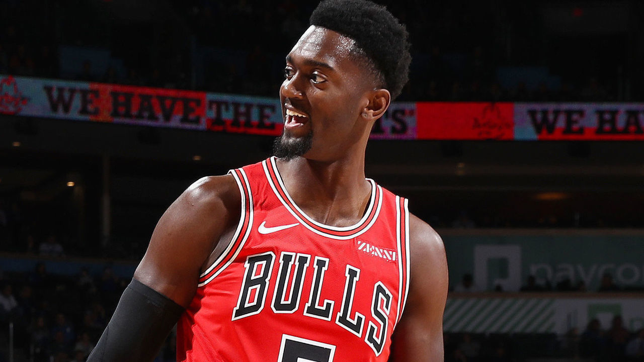 OKLAHOMA CITY, OK- DECEMBER 17: Bobby Portis #5 of the Chicago Bulls smiles during the game against the Oklahoma City Thunder on December 17, 2018 at Chesapeake Energy Arena in Oklahoma City, Oklahoma. Mandatory Copyright Notice: Copyright 2018 NBAE