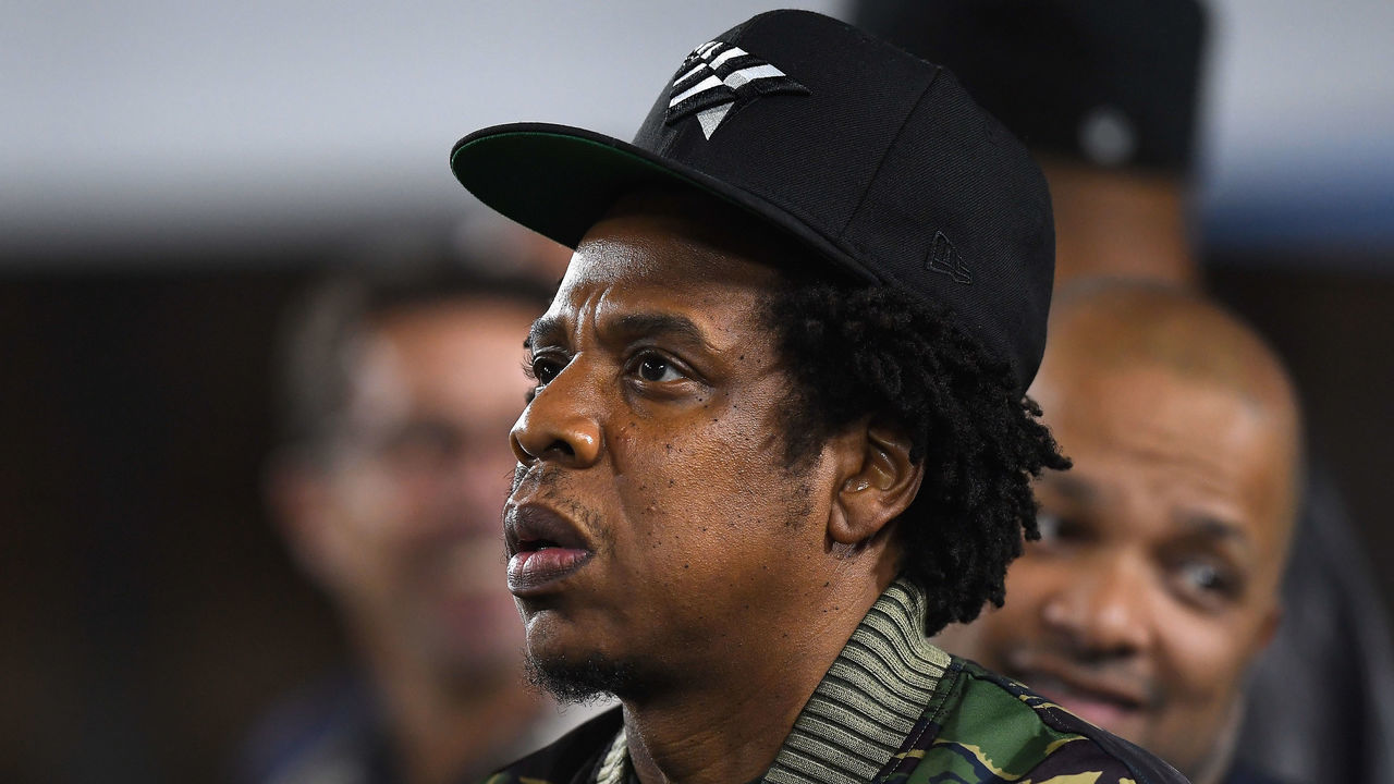 LOS ANGELES, CA - NOVEMBER 19: Rapper Jay-Z attends the game between the Kansas City Chiefs and the Los Angeles Rams at Los Angeles Memorial Coliseum on November 19, 2018 in Los Angeles, California.