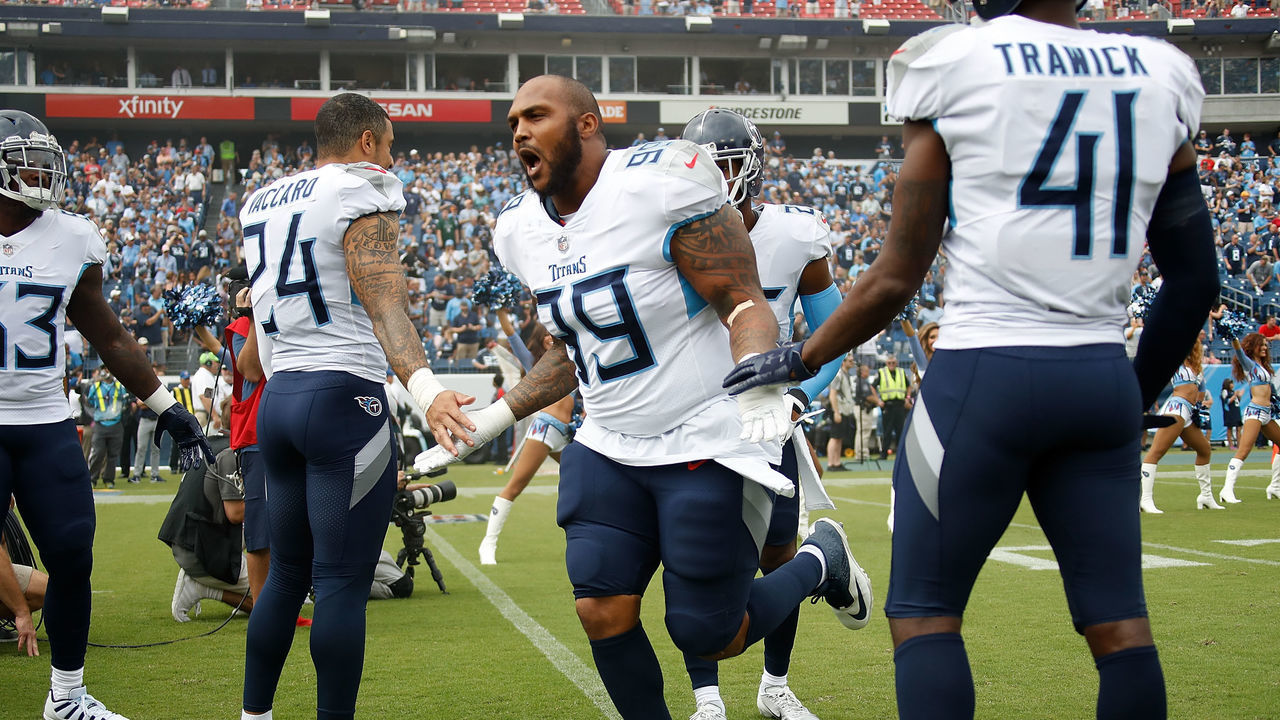 NASHVILLE, TN - SEPTEMBER 16: Jurrell Casey #99 of the Tennessee Titans runs onto the field prior to a game against the Houston Texans at Nissan Stadium on September 16, 2018 in Nashville, Tennessee.