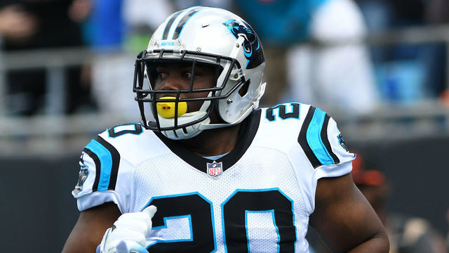 CHARLOTTE, NC - SEPTEMBER 23: Carolina Panthers running back C.J. Anderson (20) after scoring a touchdown during the NFL game between the Cincinnati Bengals and the Carolina Panthers on September 23 2018, at Bank of America Stadium in Charlotte,NC.