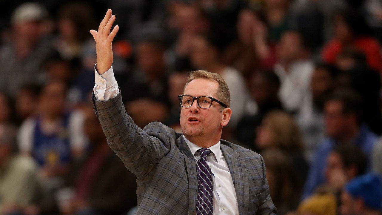DENVER, COLORADO - DECEMBER 16: Head coach Nick Nurse of the Toronto Raptors works the sidelines as his team plays the Denver Nuggets at the Pepsi Center on December 16, 2018 in Denver, Colorado.