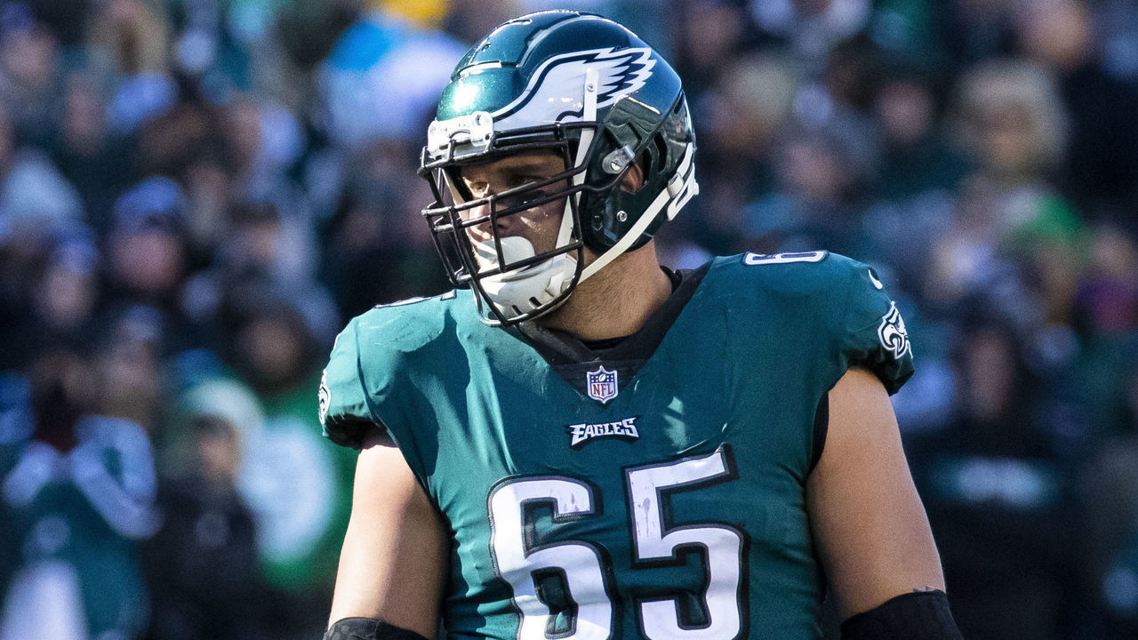 PHILADELPHIA, PA - OCTOBER 21: Lane Johnson #65 of the Philadelphia Eagles walks on the field during the second half against the Carolina Panthers at Lincoln Financial Field on October 21, 2018 in Philadelphia, Pennsylvania. Carolina defeats Philadelphia 21-17.