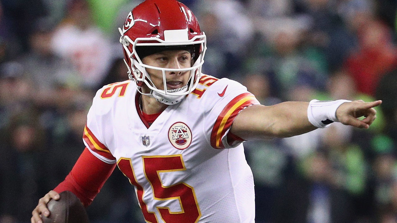 SEATTLE, WA - DECEMBER 23: Quarterback Patrick Mahomes #15 of the Kansas City Chiefs signals to his team during the third quarter of the game against the Seattle Seahawks at CenturyLink Field on December 23, 2018 in Seattle, Washington.