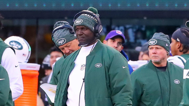 EAST RUTHERFORD, NJ - DECEMBER 23: New York Jets head coach Todd Bowles on the sideline during the National Football League game between the New York Jets and the Green Bay Packers on December 23, 2018 at MetLife Stadium in East Rutherford, NJ.