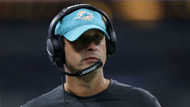 INDIANAPOLIS, IN - NOVEMBER 25: Miami Dolphins Head Coach Adam Gase during the NFL game between the Miami Dolphins and Indianapolis Colts on November 25, 2018, at Lucas Oil Stadium in Indianapolis, IN.