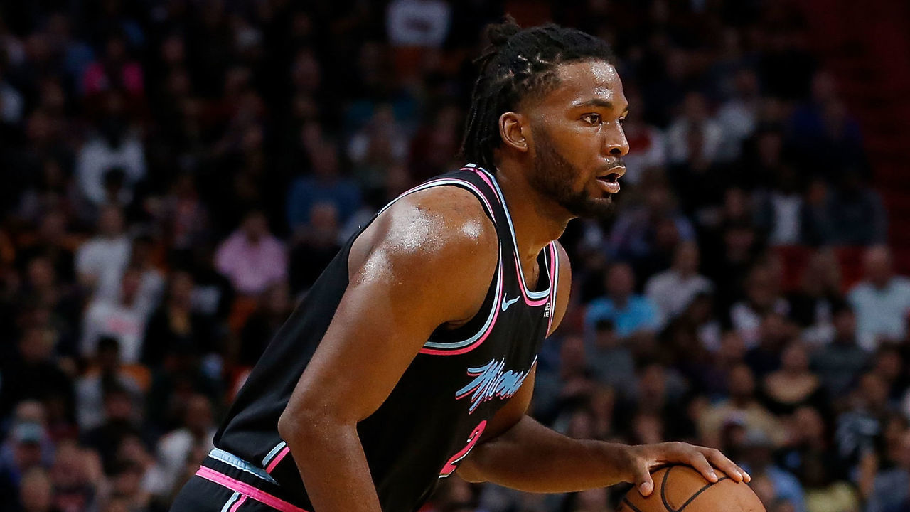 MIAMI, FL - DECEMBER 22: Justise Winslow #20 of the Miami Heat in action against the Milwaukee Bucks at American Airlines Arena on December 22, 2018 in Miami, Florida.