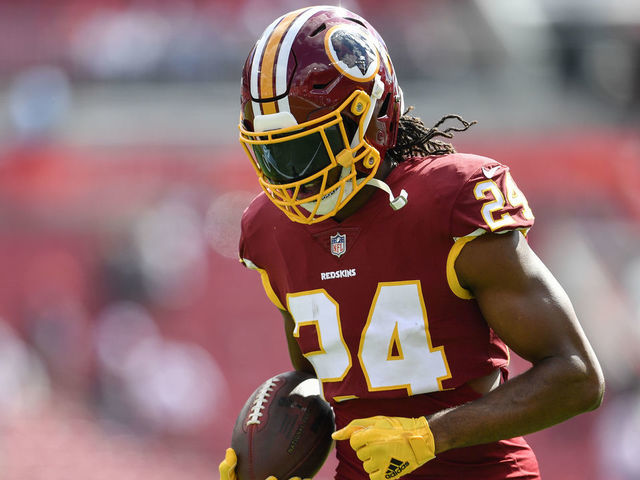 TAMPA, FL - NOVEMBER 11: Washington Redskins cornerback Josh Norman (24) warms up prior to the first half of an NFL game between the Washington Redskins and the Tampa Bay Bucs on November 11, 2018, at Raymond James Stadium in Tampa, FL.