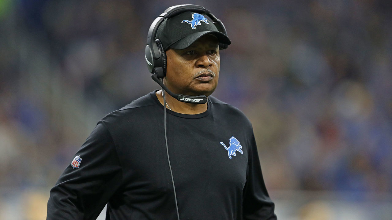 DETROIT, MI - DECEMBER 31: Detroit Lions head football coach Jim Caldwell watches the action from the sidelines during the fourth quarter of the game against the Green Bay Packers at Ford Field on December 31, 2017 in Detroit, Michigan. Detroit defeated Green Bay 35-11.