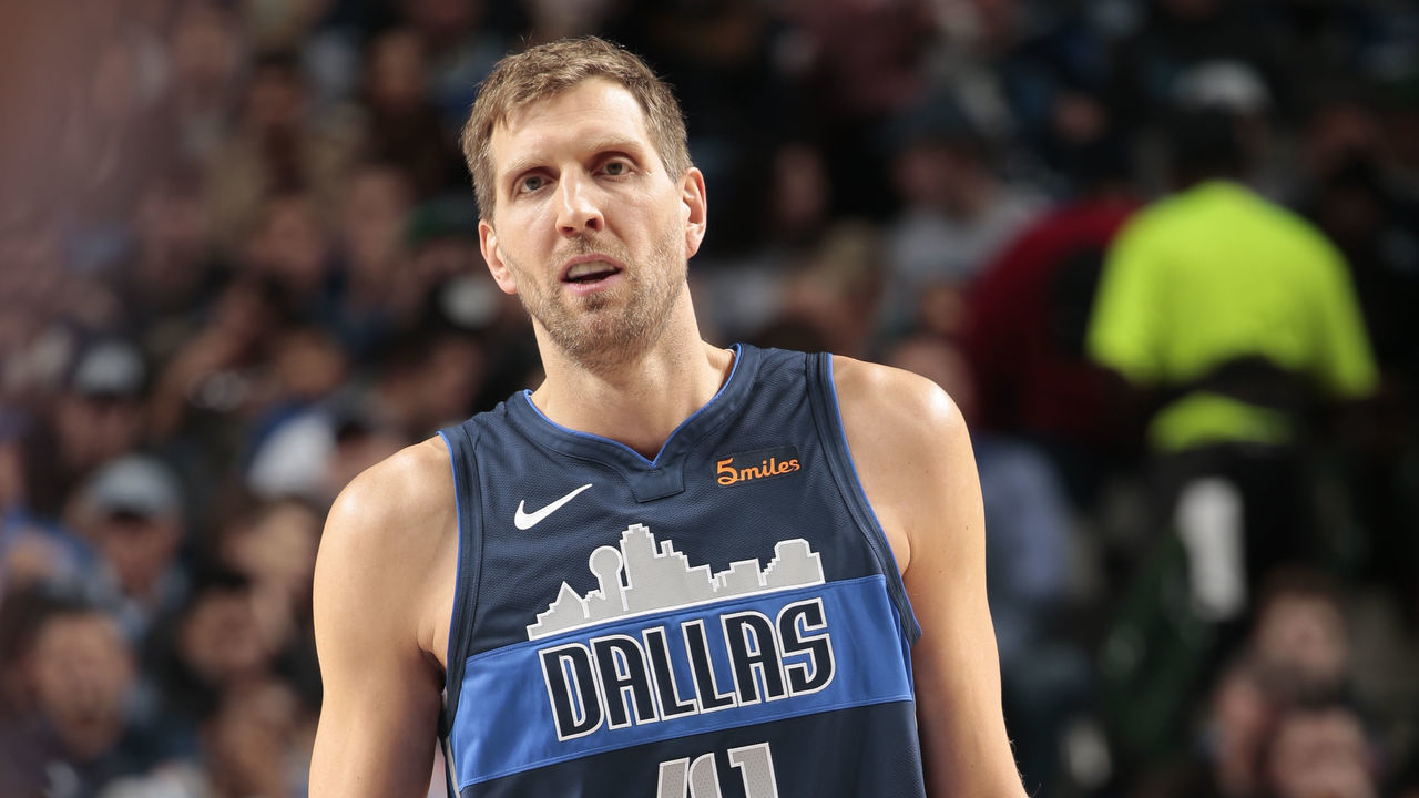 DALLAS, TX - DECEMBER 26: Dirk Nowitzki #41 of the Dallas Mavericks looks on during the game against the New Orleans Pelicans on December 26, 2018 at the American Airlines Center in Dallas, Texas. Mandatory Copyright Notice: Copyright 2018 NBAE