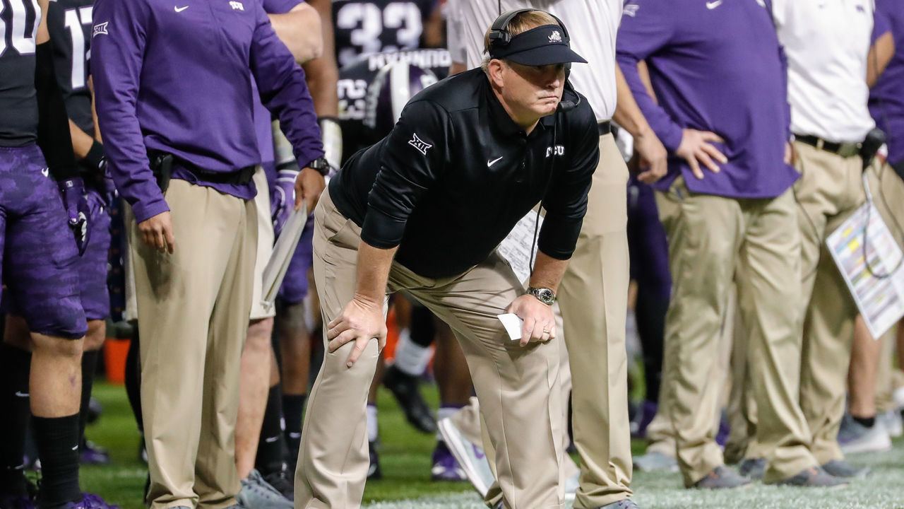 PHOENIX, AZ - DECEMBER 26: TCU Horned Frogs head coach Gary Patterson looks on during the Cheez-It Bowl between the California Golden Bears and the TCU Horned Frogs on December 26, 2018 at Chase Field in Phoenix, Arizona.