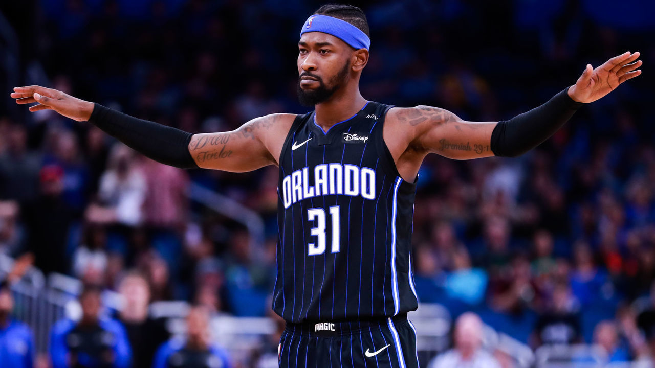 ORLANDO, FLORIDA - DECEMBER 26: Terrence Ross #31 of the Orlando Magic quiets the crowd as they prepare for free throws against the Phoenix Suns in the closing moments of the fourth quarter at Amway Center on December 26, 2018 in Orlando, Florida.