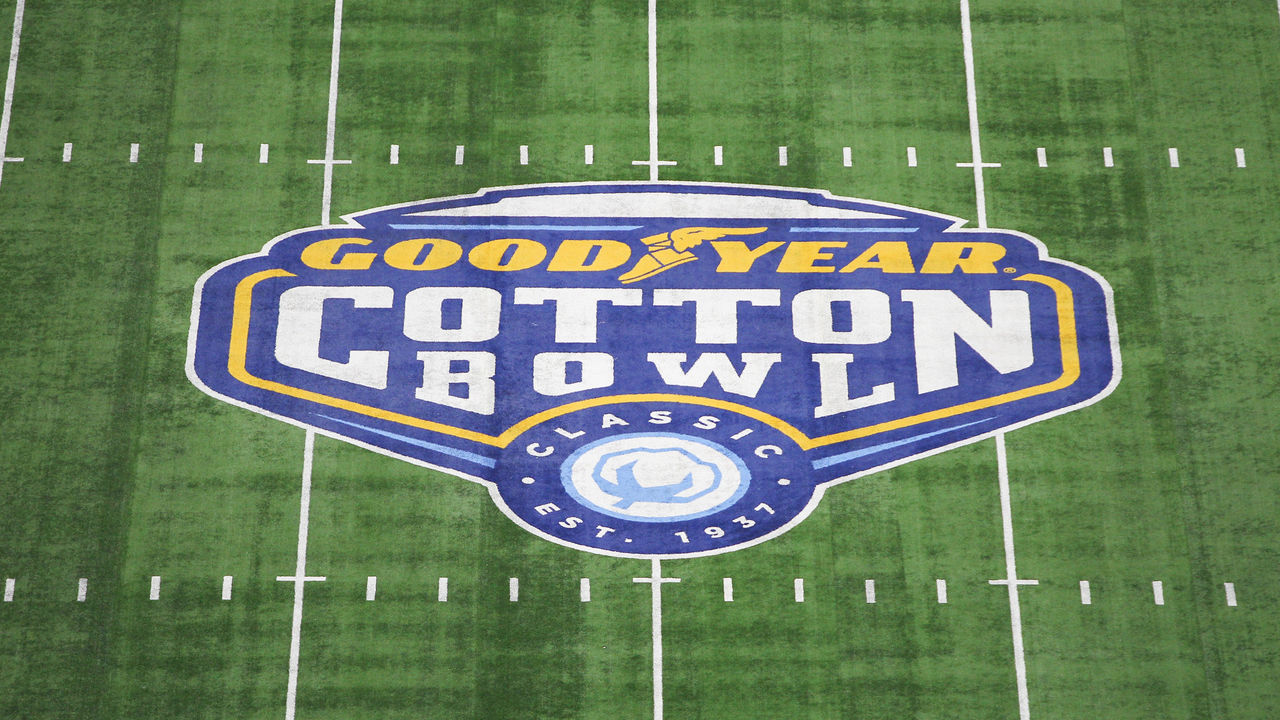 ARLINGTON, TX - JANUARY 02: The logo is displayed on the field during the Goodyear Cotton Bowl Classic on January 2, 2017, at AT&T Stadium in Arlington, TX.
