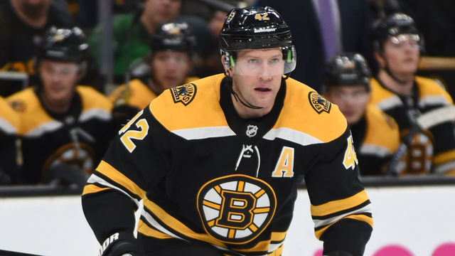 BOSTON, MA - DECEMBER 16: David Backes #42 of the Boston Bruins skates against the Buffalo Sabres at the TD Garden on December 16, 2018 in Boston, Massachusetts.