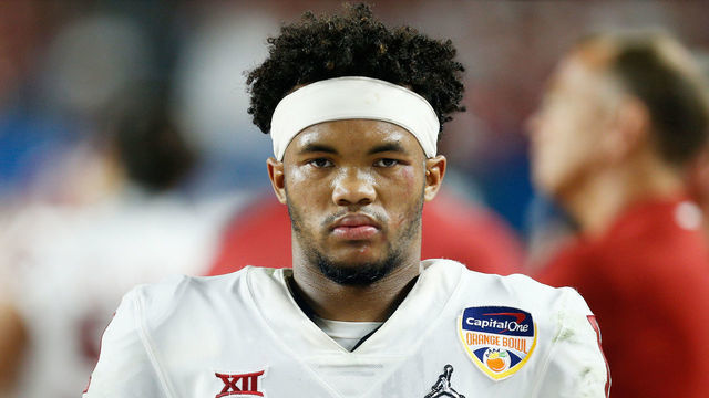 MIAMI, FL - DECEMBER 29: Kyler Murray #1 of the Oklahoma Sooners reacts in the fourth quarter during the College Football Playoff Semifinal against the Alabama Crimson Tide at the Capital One Orange Bowl at Hard Rock Stadium on December 29, 2018 in Miami, Florida.