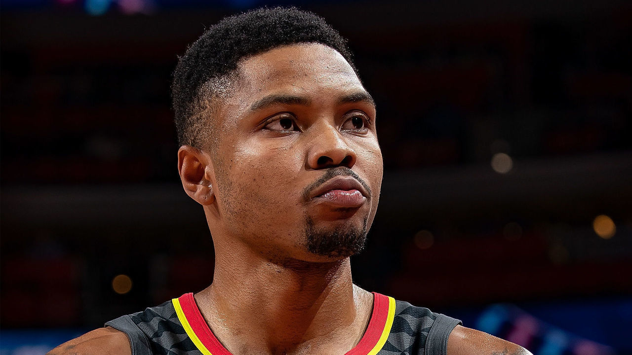 DETROIT, MI - DECEMBER 23: Kent Bazemore #24 of the Atlanta Hawks looks down court against the Detroit Pistons in the second half during an NBA game at Little Caesars Arena on December 23, 2018 in Detroit, Michigan. The Hawks defeated the Piston 98 to 95.