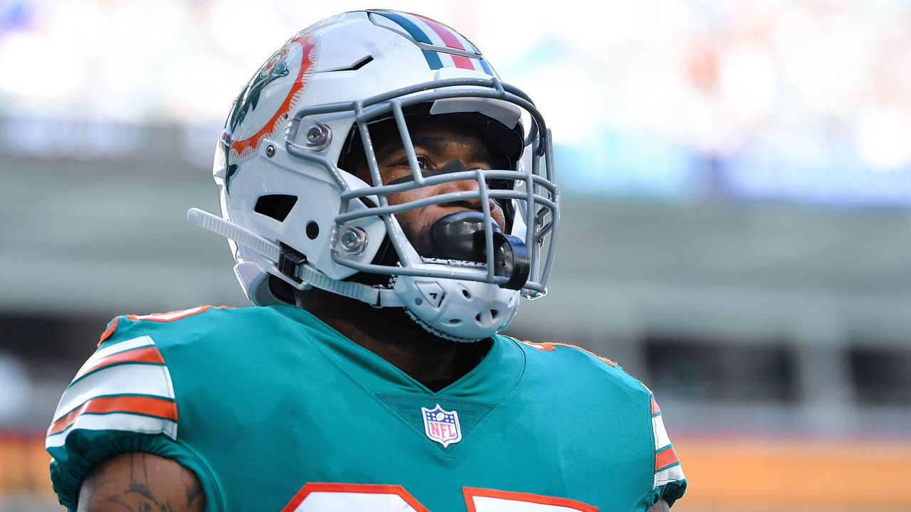 MIAMI, FL - DECEMBER 02: Xavien Howard #25 of the Miami Dolphins looks on during the third quarter against the Buffalo Bills at Hard Rock Stadium on December 2, 2018 in Miami, Florida.