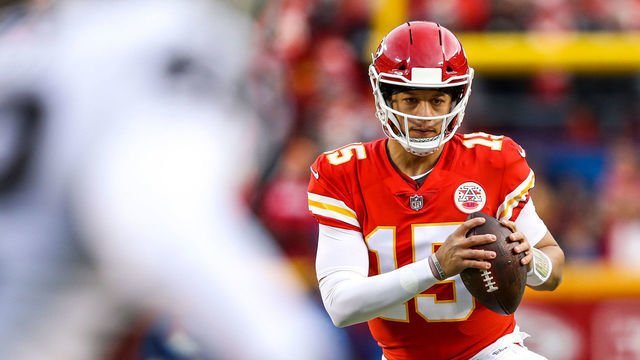 KANSAS CITY, MO - DECEMBER 30: Patrick Mahomes #15 of the Kansas City Chiefs begins to run out of the pocket during the second half of the game against the Oakland Raiders at Arrowhead Stadium on December 30, 2018 in Kansas City, Missouri.