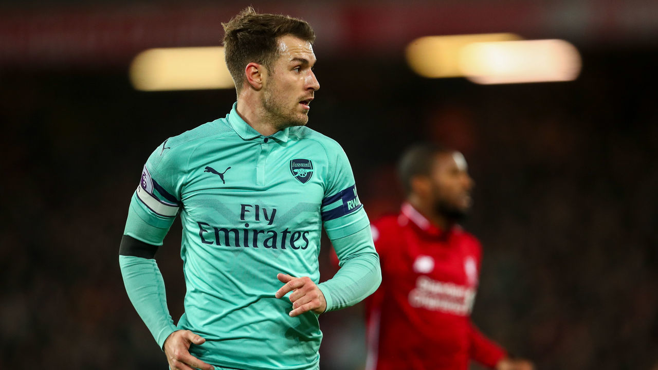 LIVERPOOL, ENGLAND - DECEMBER 29: Aaron Ramsey of Arsenal during the Premier League match between Liverpool FC and Arsenal FC at Anfield on December 29, 2018 in Liverpool, United Kingdom.